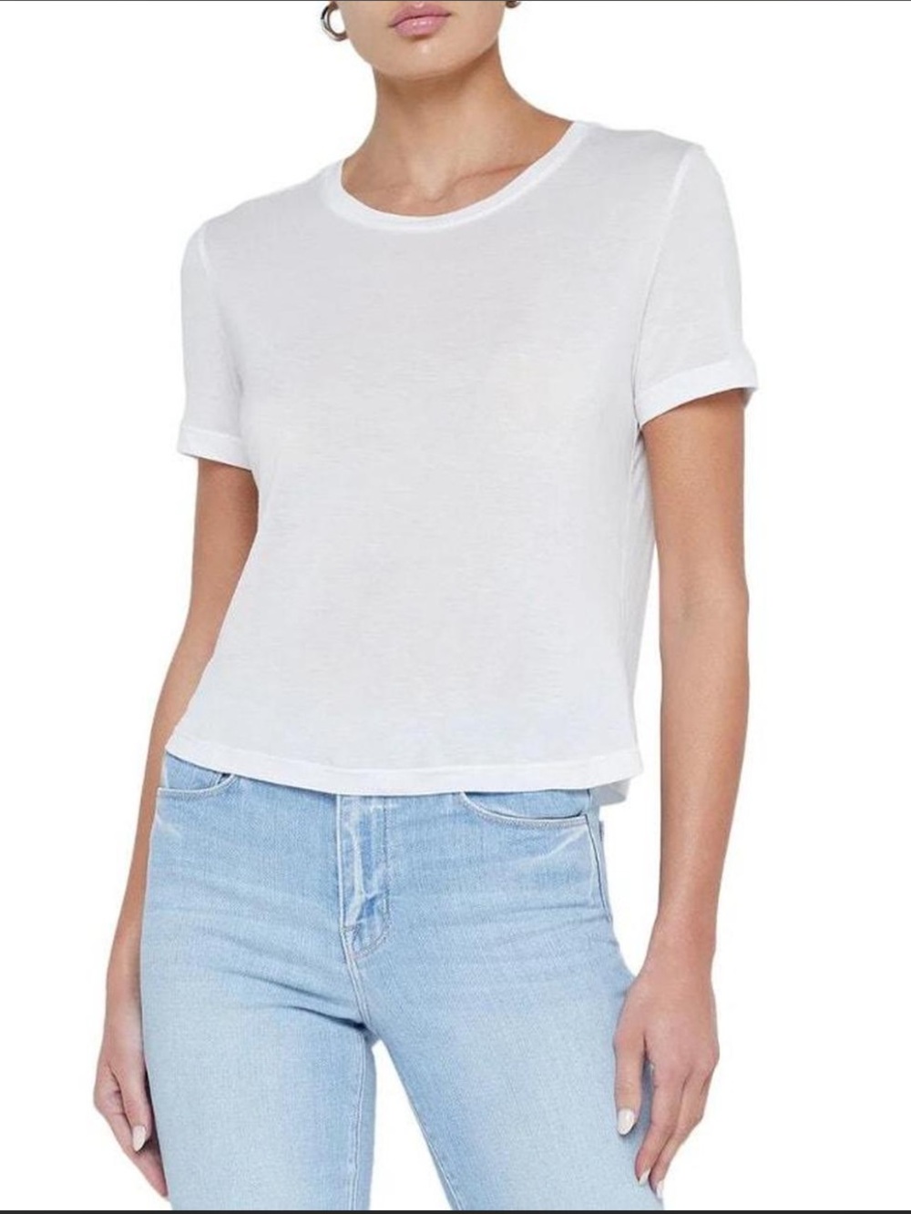 L'AGENCE Micro Modal White Short Sleeve Tee L NWT